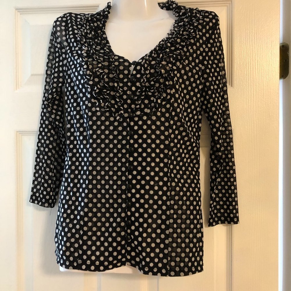 Black with White Polka Dots Blouse